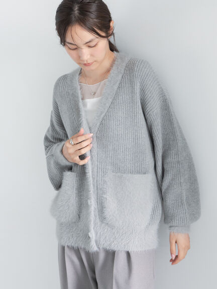 畦フェザーミックスニットカーディガン《2026 AUTUMN LOOK item》（オフホワイト/グレー/サックスブルー）｜Te chichi（テチチ）通販