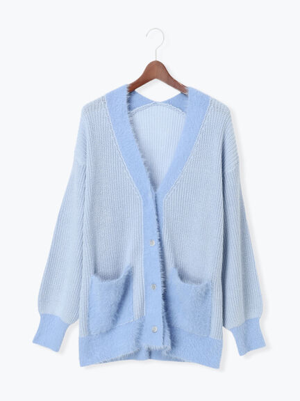 畦フェザーミックスニットカーディガン《2026 AUTUMN LOOK item》（オフホワイト/グレー/サックスブルー）｜Te chichi（テチチ）通販