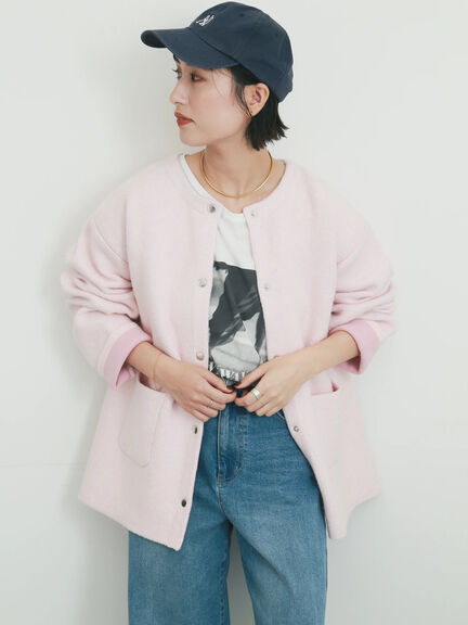 【WEB限定】ダブルフェイス配色カーディガン（オフホワイト/チャコールグレー/ピンク/ベージュ）｜Te chichi（テチチ）通販