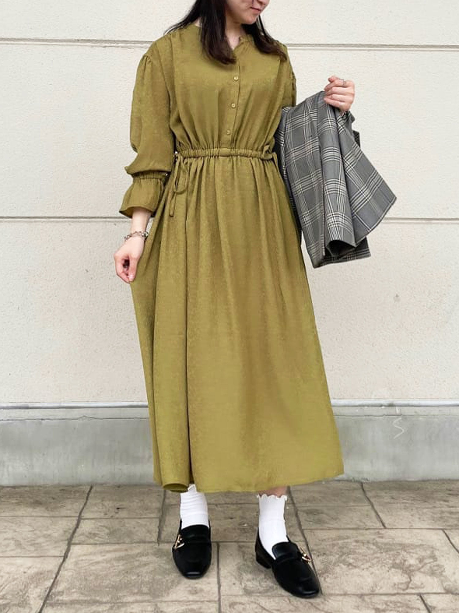 セール サテンジャカードワンピース キャメル グリーン ネイビー ワンピース Te Chichi Terrasse テチチ テラス 公式通販