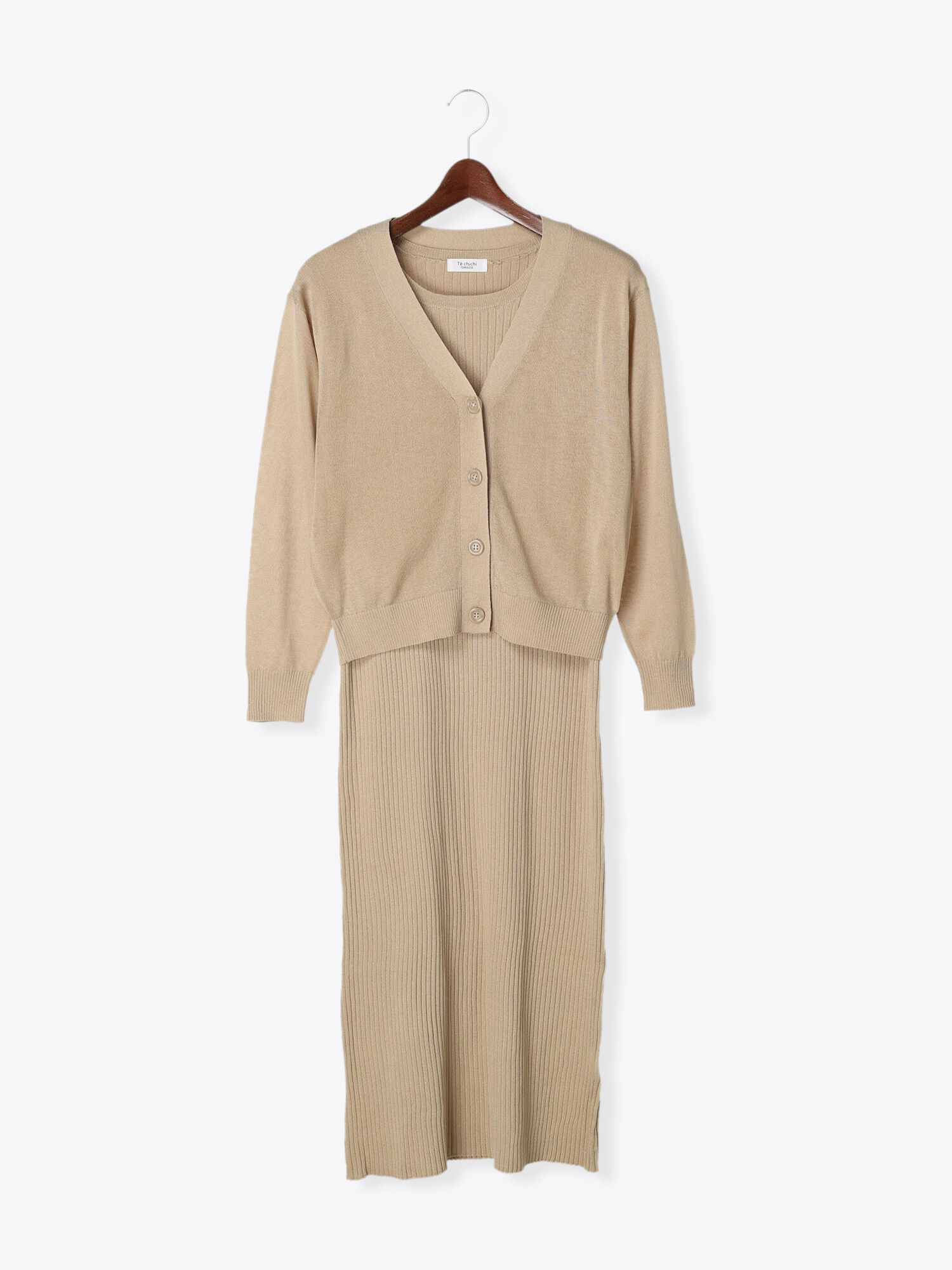 セール カーディガンニットワンピースセット チャコールグレー ベージュ カーキ ワンピース ワンピース Te Chichi Terrasse テチチ テラス 公式通販