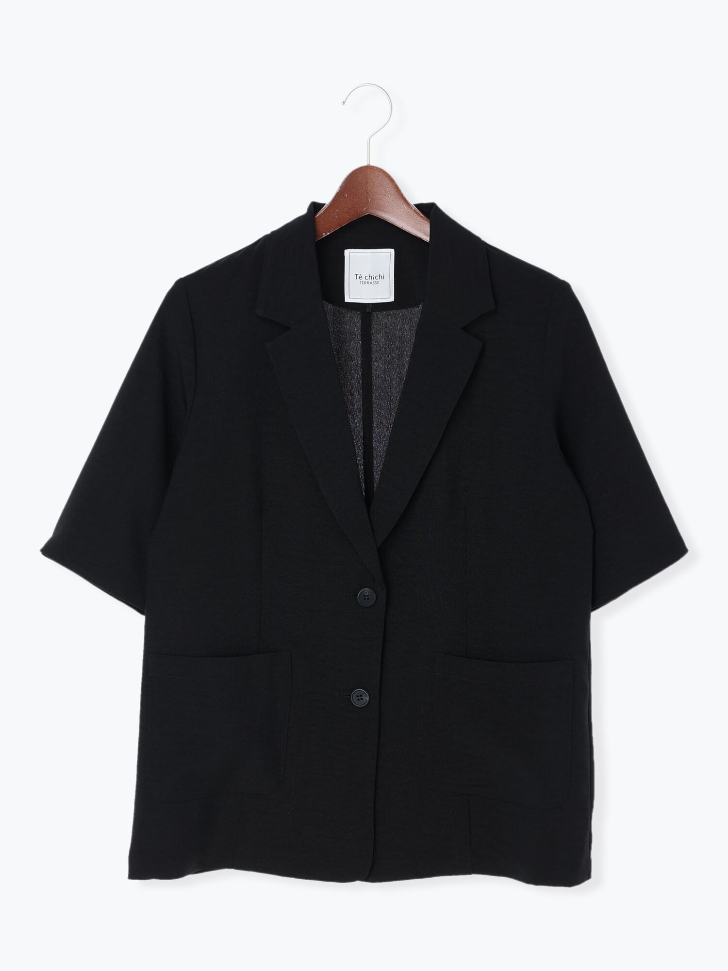 セール 半袖テーラードジャケット セットアップ可 ブラック ベージュ キャメル アウター ジャケット Te Chichi Terrasse テチチ テラス 公式通販