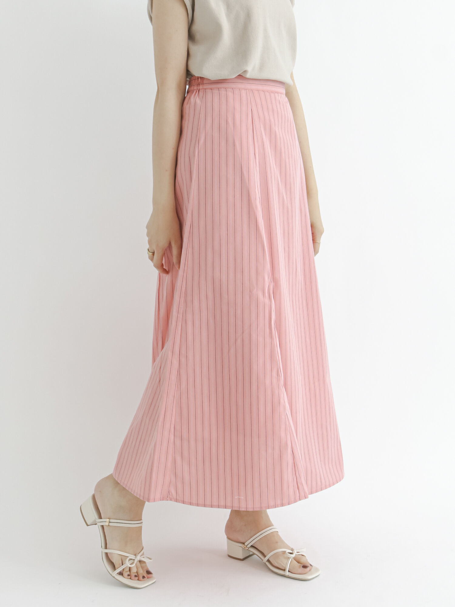 セール 先染めストライプフレアスカート ピンク サックスブルー ネイビー ボトムス スカート Te Chichi Terrasse テチチ テラス 公式通販