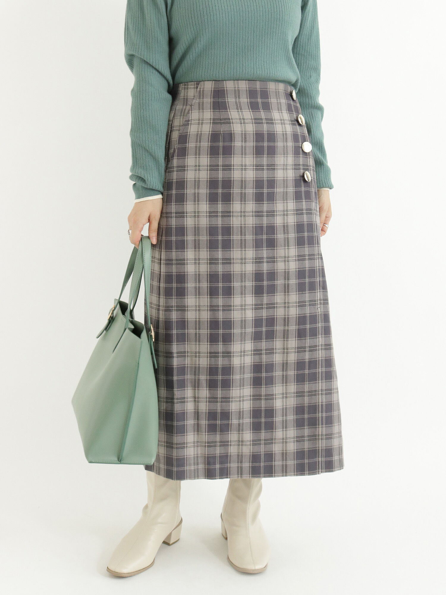 セール チェックタイトスカート グレー グリーン ブルー ボトムス スカート Te Chichi Terrasse テチチ テラス 公式通販