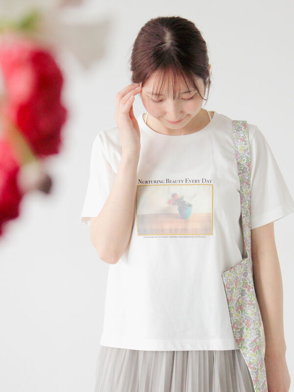 セール】 【日比谷花壇コラボ】プリントTシャツ（ピンク/オレンジ/パープル/トップス/Tシャツ）| Te chichi TERRASSE（テチチ  テラス）公式通販