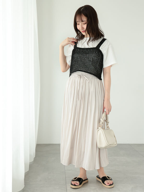 セール】 ◎スパコールメッシュビスチェ（オフホワイト/ブラック 