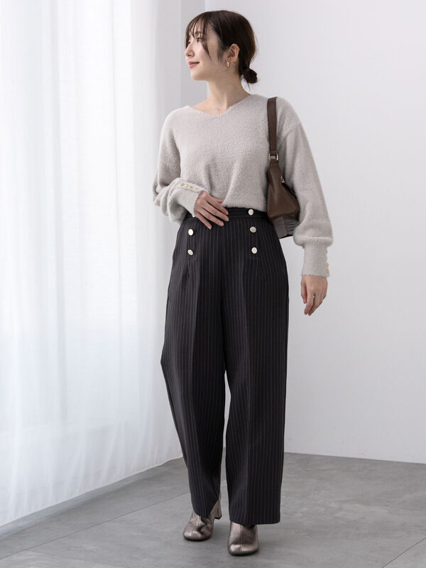 【美品】45R おこめチノの908パンツ サイズ 2 そら豆 カーキ 45Rおこめチノの908パンツ: WOMEN｜45R