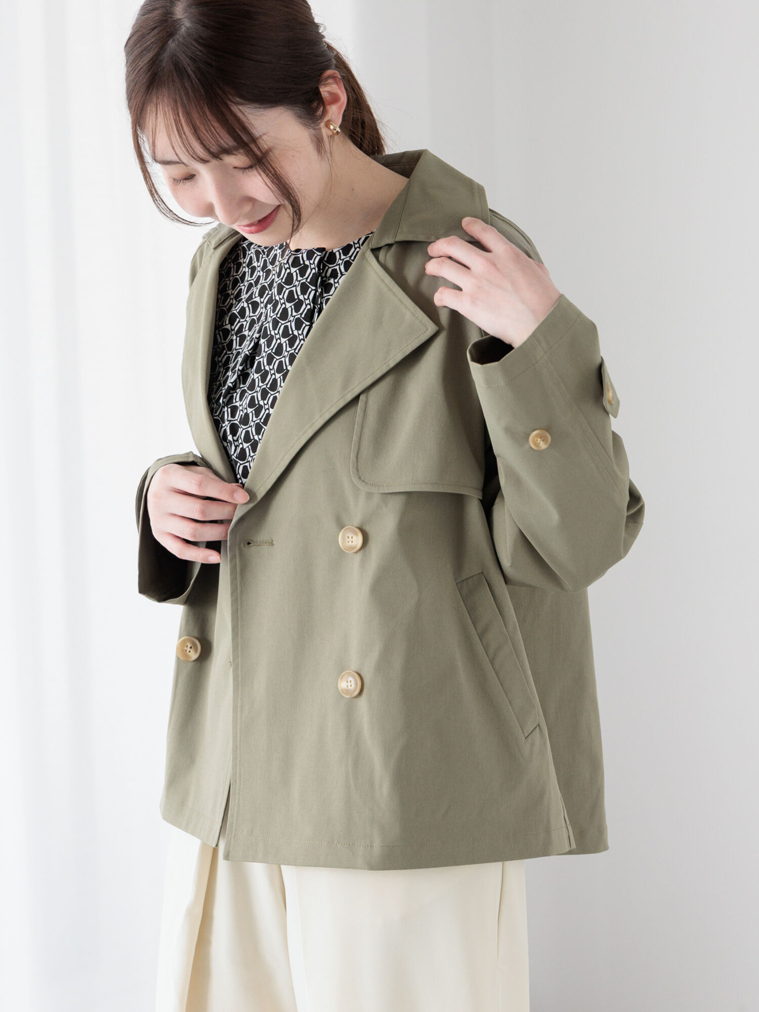人気特価激安 セール】 【撥水/花粉防止】ショートトレンチコート（オフ ジャケット・アウター