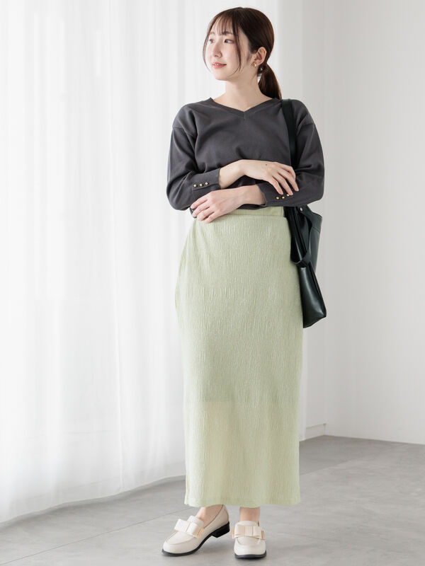 セール】 ラメ混カットプリーツスカート（オフホワイト/ブラック