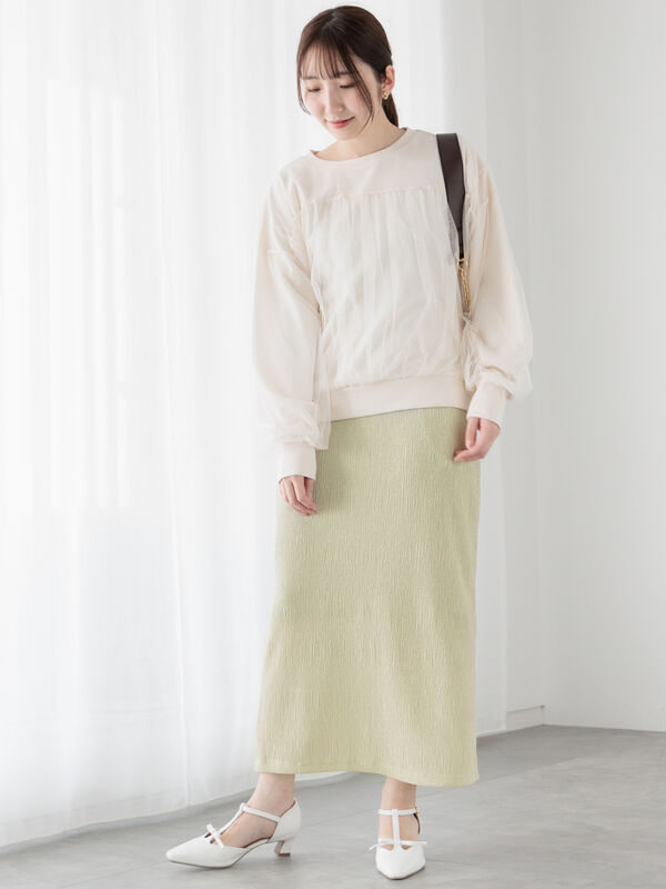 セール】 ラメ混カットプリーツスカート（オフホワイト/ブラック