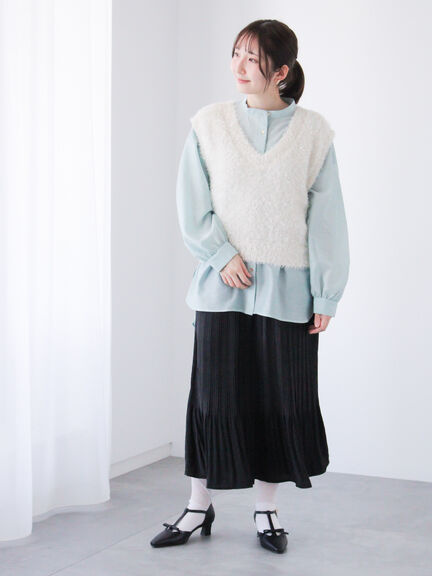 前後2WAYラメシャギーベスト《2025spring catalog item》（オフホワイト/グレー/ブルー）｜Te chichi TERRASSE（テチチ テラス）通販