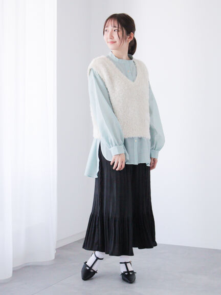 前後2WAYラメシャギーベスト《2025spring catalog item》（オフホワイト/グレー/ブルー）｜Te chichi TERRASSE（テチチ テラス）通販