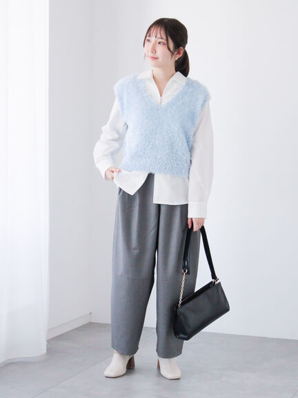 前後2WAYラメシャギーベスト《2025spring catalog item》（オフホワイト/グレー/ブルー）｜Te chichi TERRASSE（テチチ テラス）通販