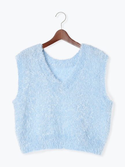 前後2WAYラメシャギーベスト《2025spring catalog item》（オフホワイト/グレー/ブルー）｜Te chichi TERRASSE（テチチ テラス）通販