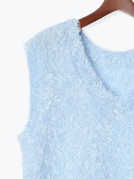 前後2WAYラメシャギーベスト《2025spring catalog item》（オフホワイト/グレー/ブルー）｜Te chichi TERRASSE（テチチ テラス）通販