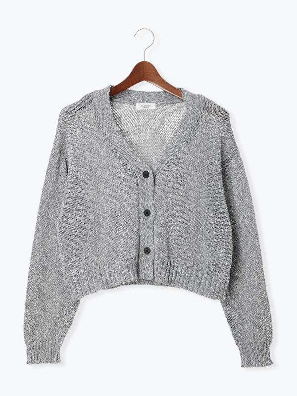 スラブクロップドVネックカーディガン《2025spring catalog item》（チャコールグレー）｜Te chichi TERRASSE（テチチ テラス）通販