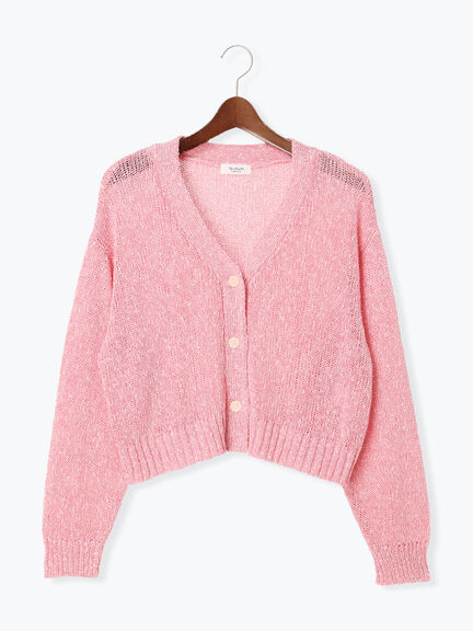 スラブクロップドVネックカーディガン《2025spring catalog item》（グレー/チャコールグレー/ピンク）｜Te chichi TERRASSE（テチチ テラス）通販