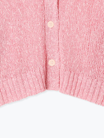 スラブクロップドVネックカーディガン《2025spring catalog item》（グレー/チャコールグレー/ピンク）｜Te chichi TERRASSE（テチチ テラス）通販