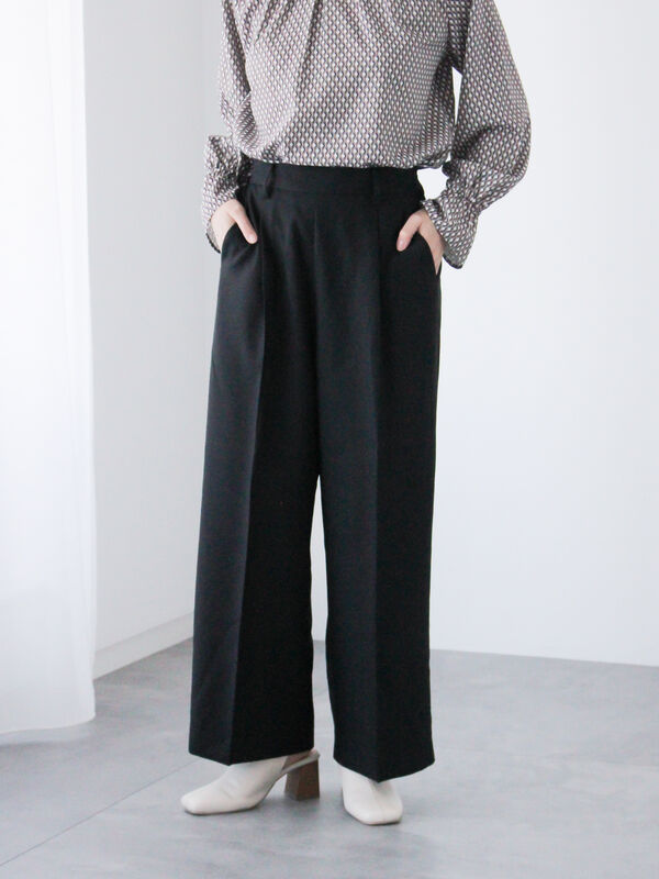 セール】 【イージーケア】タックストレートパンツ（グレー