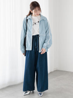 ウエストリボンタックワイドデニムパンツ《2025spring catalog
