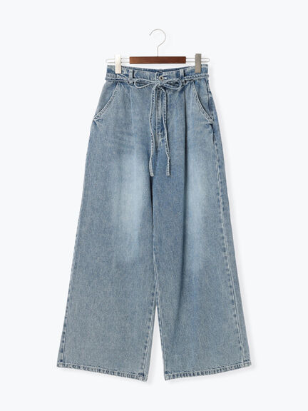 ウエストリボンタックワイドデニムパンツ《2025spring catalog item》（ベージュ/サックスブルー/ブルー）｜Te chichi TERRASSE（テチチ テラス）通販
