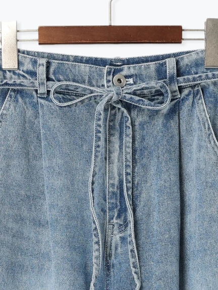 ウエストリボンタックワイドデニムパンツ《2025spring catalog item》（ベージュ/サックスブルー/ブルー）｜Te chichi TERRASSE（テチチ テラス）通販