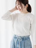 プリーツ編み7分袖クルーネックニット（オフホワイト）｜Te chichi TERRASSE（テチチ テラス）通販