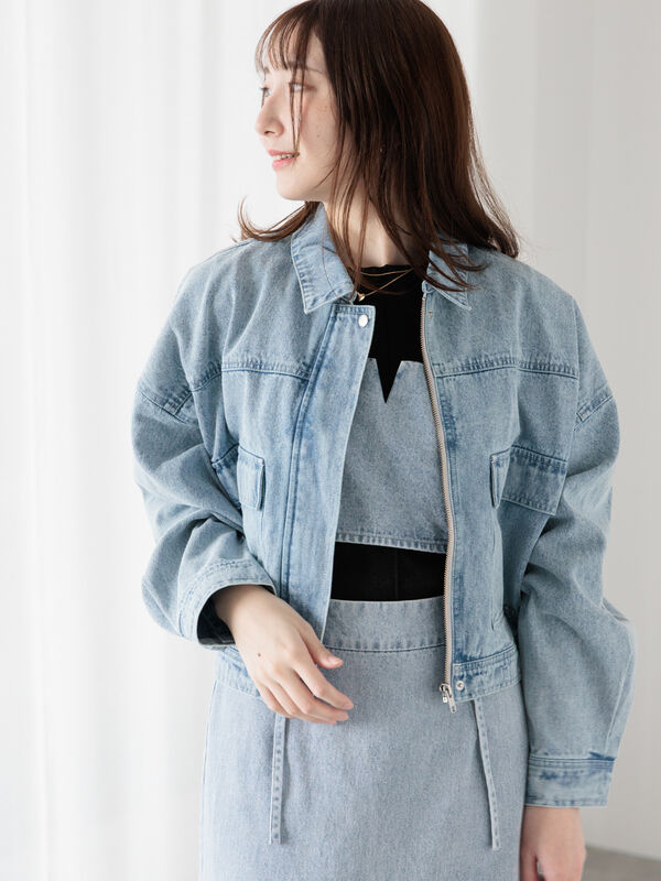 クロップドジャケット(セットアップ可)《2025spring catalog item》（ブルー）｜Te chichi TERRASSE（テチチ テラス）通販