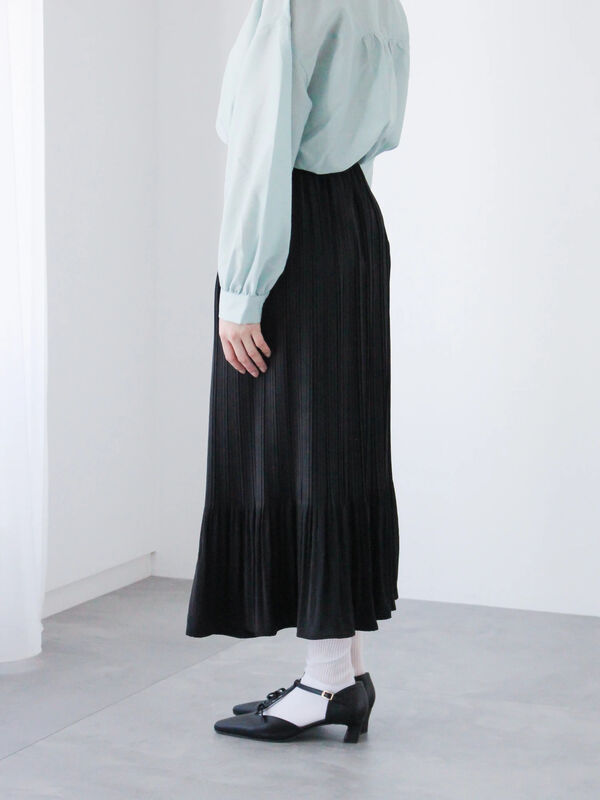 セール】 【選べる着丈】消しプリーツスカート（グレー/ブラック