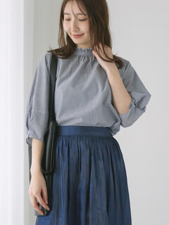 未使用✨OHGA オーガ　スタンドフリルシャツ　ブラウス　ホワイト　洗える Amazon | Wanghongシャツ ブラウス レディース フリル 白シャツ