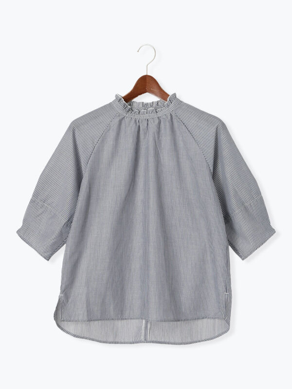 おちゃ　0913 セール】 【イージーケア】無地/柄アソートフリルブラウス（オフ