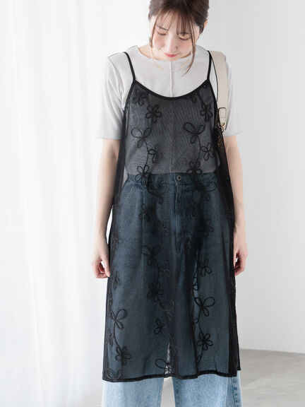 メッシュフラワーコードキャミワンピース《2025spring catalog item》（オフホワイト/ブラック）｜Te chichi TERRASSE（テチチ テラス）通販