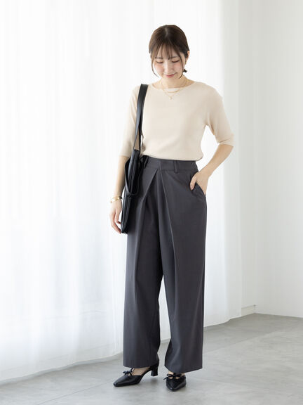フロントタックパンツ《2025spring catalog item》（オフホワイト/チャコールグレー/ベージュ）｜Te chichi TERRASSE（テチチ テラス）通販