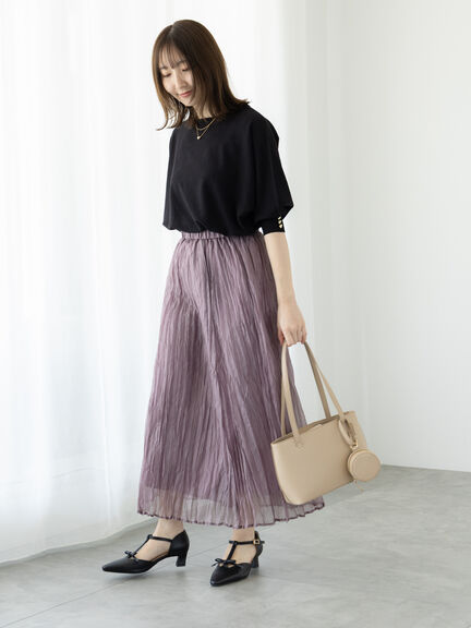 シャイニークリンクルスカート《2025spring catalog item》（グレー/ベージュ/パープル）｜Te chichi TERRASSE（テチチ テラス）通販
