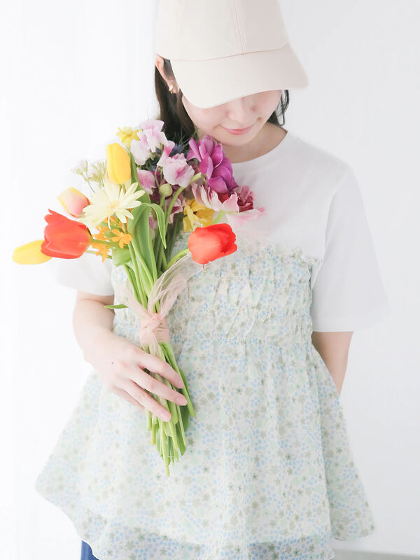 【日比谷花壇コラボ】レイヤードライクTシャツ（オフホワイト/ブラック）｜Te chichi TERRASSE（テチチ テラス）通販
