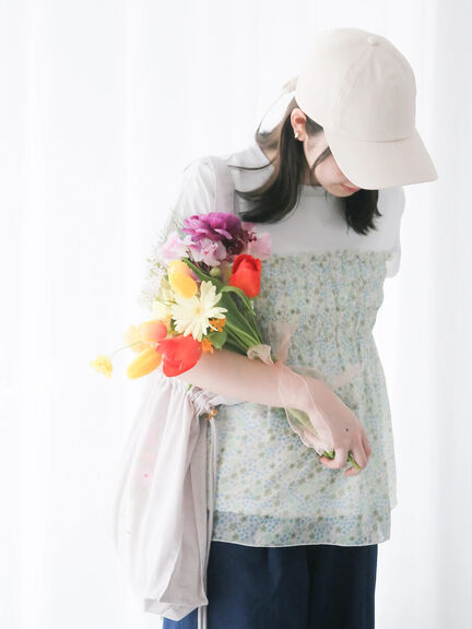 【日比谷花壇コラボ】レイヤードライクTシャツ（オフホワイト/ブラック）｜Te chichi TERRASSE（テチチ テラス）通販