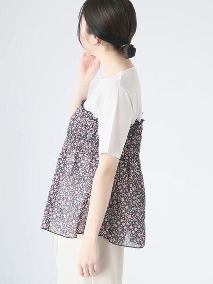 【日比谷花壇コラボ】レイヤードライクTシャツ（オフホワイト/ブラック）｜Te chichi TERRASSE（テチチ テラス）通販