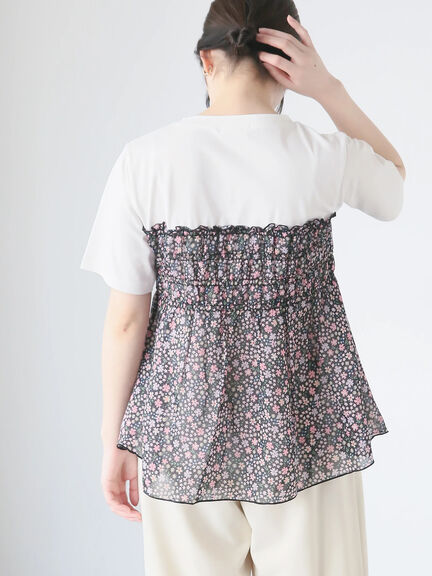 【日比谷花壇コラボ】レイヤードライクTシャツ（オフホワイト/ブラック）｜Te chichi TERRASSE（テチチ テラス）通販