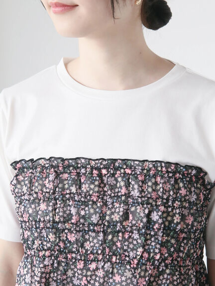 【日比谷花壇コラボ】レイヤードライクTシャツ（オフホワイト/ブラック）｜Te chichi TERRASSE（テチチ テラス）通販