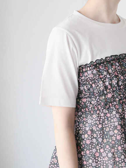 【日比谷花壇コラボ】レイヤードライクTシャツ（オフホワイト/ブラック）｜Te chichi TERRASSE（テチチ テラス）通販