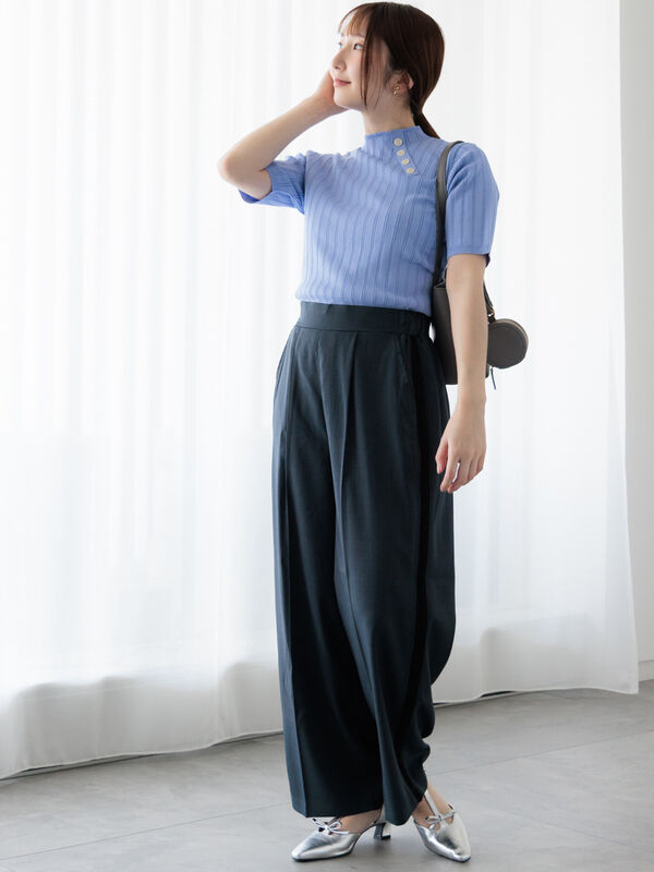 サイドラインテクノパンツ セール】 サイドラインストレートパンツ（チャコールグレー/ブラック