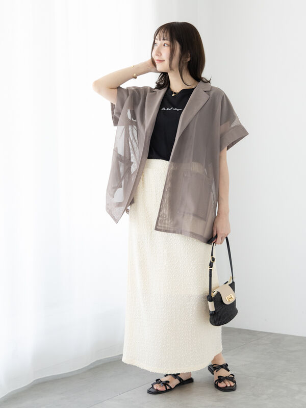 セール】 カットジャカードナロースカート（オフホワイト/ブラック