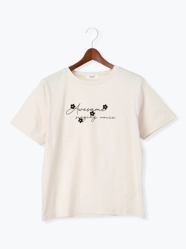 ルミネ限定　floral logo tee セール】 フラワーモチーフロゴTシャツ（オフホワイト