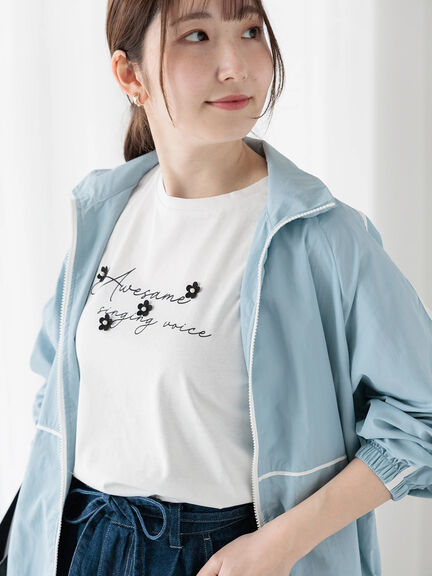 フラワーモチーフロゴTシャツ（オフホワイト/チャコールグレー/ベージュ）｜Te chichi TERRASSE（テチチ テラス）通販