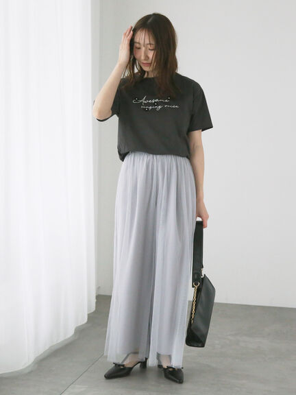 フラワーモチーフロゴTシャツ（オフホワイト/チャコールグレー/ベージュ）｜Te chichi TERRASSE（テチチ テラス）通販
