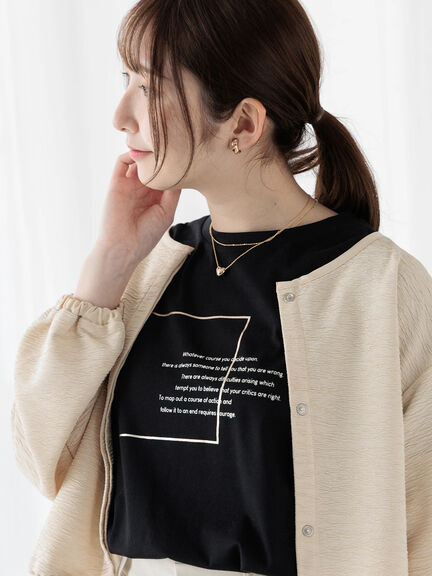 箔ロゴプリントTシャツ（オフホワイト/ブラック/ブルー）｜Te chichi TERRASSE（テチチ テラス）通販