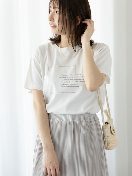 箔ロゴプリントTシャツ（オフホワイト/ブラック/ブルー）｜Te chichi TERRASSE（テチチ テラス）通販