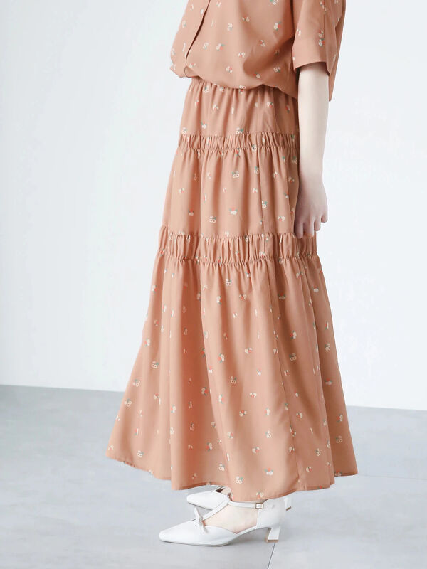 セール】 【日比谷花壇コラボ】プリントシャーリングスカート