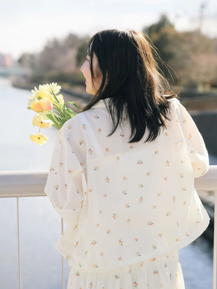 【日比谷花壇コラボ】プリントクロップドシャツ（セットアップ可）（オフホワイト/キャメル/ネイビー）｜Te chichi TERRASSE（テチチ テラス）通販