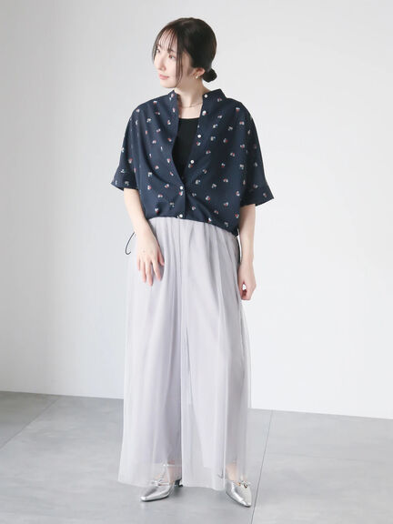 【日比谷花壇コラボ】プリントクロップドシャツ（セットアップ可）（オフホワイト/キャメル/ネイビー）｜Te chichi TERRASSE（テチチ テラス）通販